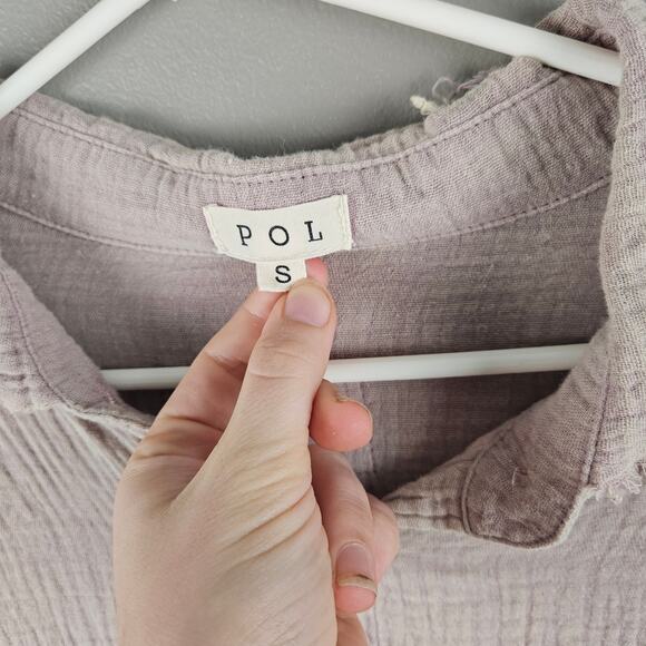 POL Boho Festival Crotchet Sleeve Oversized Button Down Top Size S - Picture 3 of 7